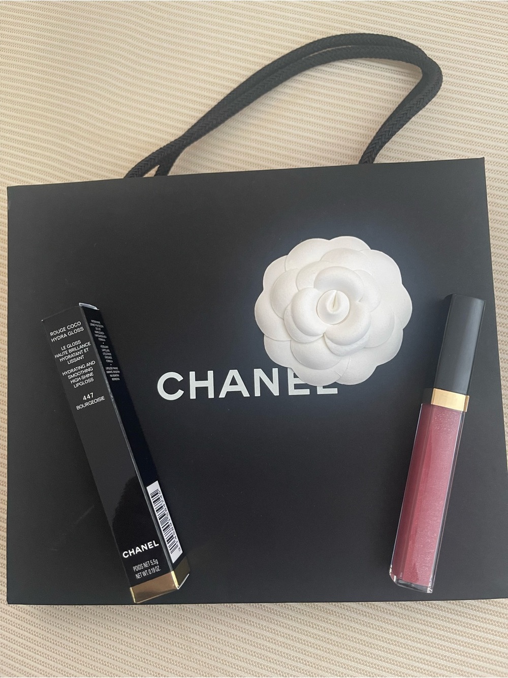 CHANEL AUTHENTIC ROUGE COCO HYDRA GLOSS 447 BOURGEOISIE BRAND NEW
